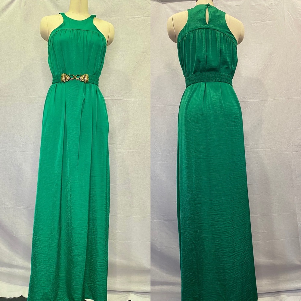 Hoss Intropia slinky green maxi gown modern formal